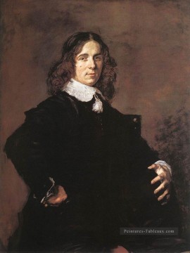  Assis Tableaux - Portrait d’un homme assis tenant un chapeau Siècle d’or néerlandais Frans Hals
